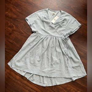 NWT Urban Outfitters UO Alice Mini Wrap Frock Dress 
Size Medium
Blue Stripe